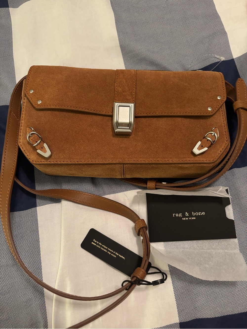 rag & bone Suede Crossbody Bag in Cognac